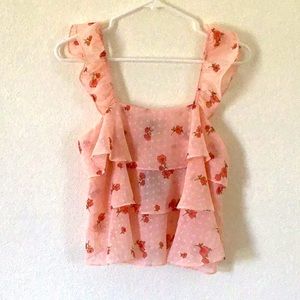 Pink Ruffle Flower Top